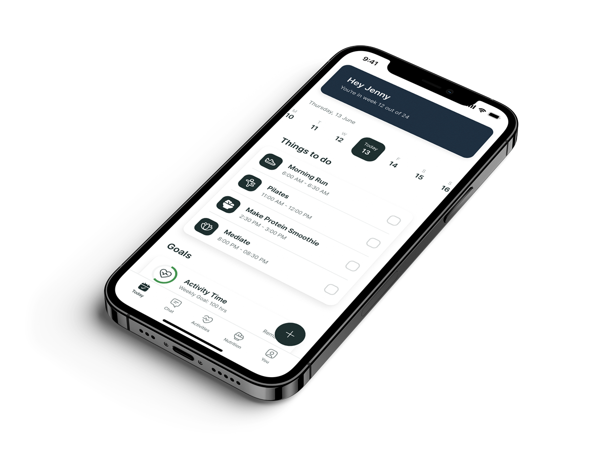 A mockup of the coaching app showcasing the features.